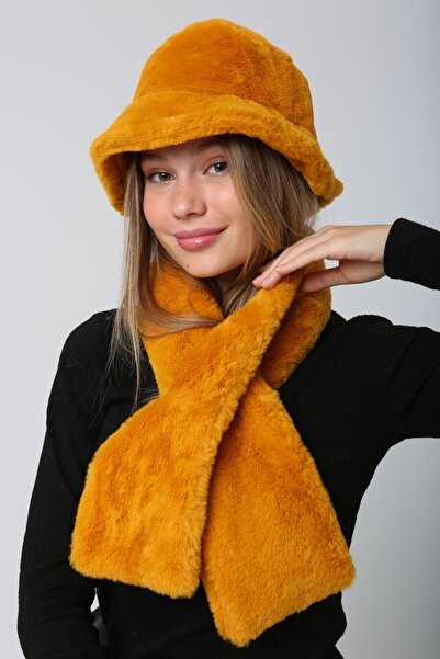 FELLMENS Saffron Soft Textured 2-piece Plush Set - Neck Collar and Hat