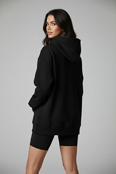 BRF Collection Women's Oversize Stone Embroidered Porsche Hoodie + Surprise Jewelry - Black