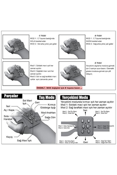 BYCEGU BİLEK KONTROLLÜ UZAKTAN KUMANDALI  ŞARJLI FULL FONKSİYON AKROBAT ARABA