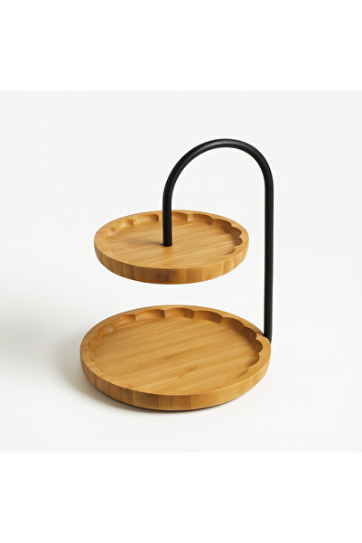 ERKUGO Bamboo 2-Tier Stand, Presentation Stand, Double-Tier Presentation Rack, Decorative Stand, Presentation Set