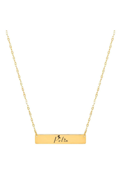 ARCHINO GOLD 14 Ayar Altın Plakalı Pelin İsmine Özel Dikdörtgen Motifli Zinci...