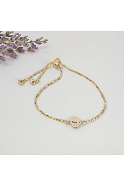 ARCHINO GOLD 14 Ayar Altın Plakalı Yuvarlak Motifli Zincirli Yıldız Ismine Öz...