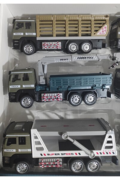 berattoys 19cm 3lü metal iş makinaları çekici kamyon vinç iş araçları oyuncak kamyon iş makinası