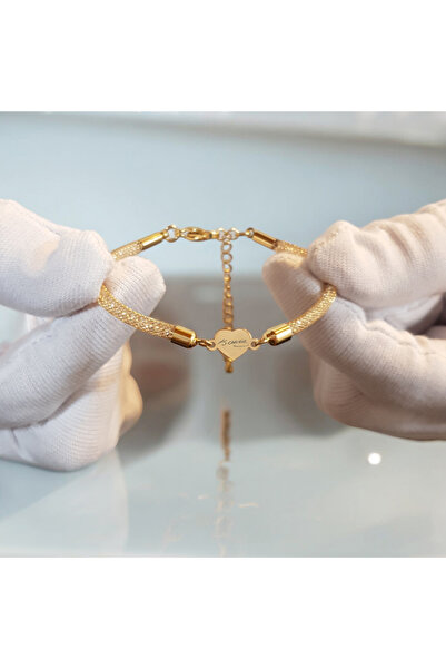 ARCHINO GOLD 14 Ayar Altın Plakalı Atatürk İmzası Temalı Derili Kalp Figürlü ...