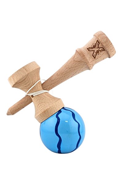 Kendama Profesionala, din Lemn, Bila cu Invelis SUPER STICK, Aderenta, Grip, limited Blue