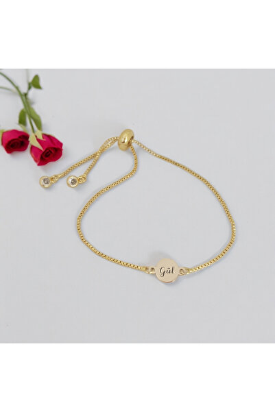 ARCHINO GOLD 14 Ayar Altın Plakalı Zincirli Yuvarlak Motifli Gül Ismine Özel ...