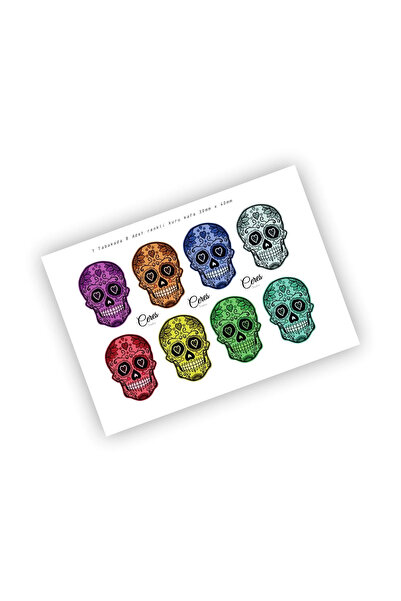 Ceres Studio Renkli Kurukafalar Kuru Kafa Skull Sticker Etiket (30x40mm)