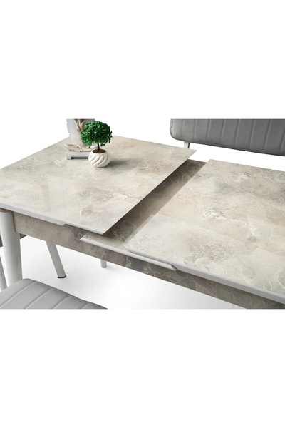 Evistro Ortadan Açılır Büyüyen Yemek Masası Mermer Desenli 70x120cm SADECE MASA FİYATIDIR