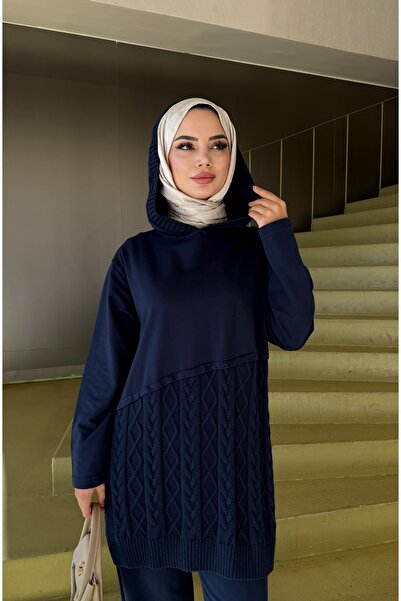 NİSUM MODA Çapraz Saç Örgülü Triko Takım