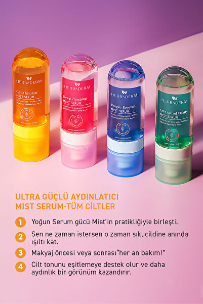 Herbaderm Ultra Güçlü Aydınlatıcı C Vitamini Mist Sprey Serum, Makyaj Altına/Üstüne 80 ml