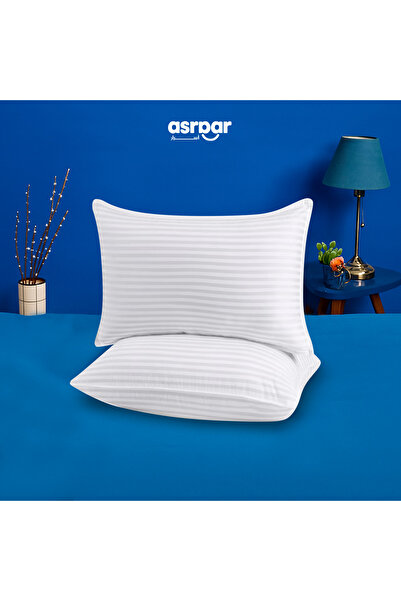 Asraar عبوة من قطعتين | وسائد سرير من الألياف الدقيقة بسمك ٢٠ سم مع خطوط، مقا...