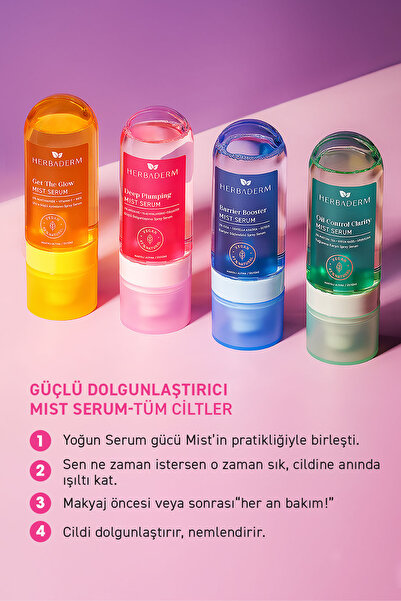 Herbaderm Güçlü Dolgunlaştırıcı Mist Sprey Serum, Makyaj Altına/Üstüne, 80 ml