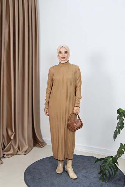 NİSUM MODA Saç Örgülü Merserize Elbise