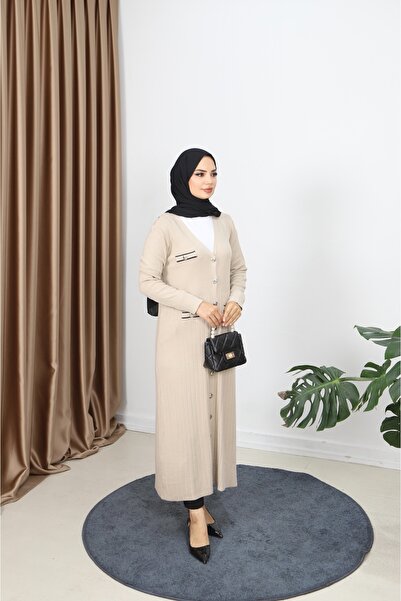 NİSUM MODA Μακριά ζακέτα Mercerized με λεπτομέρεια τσέπης