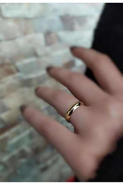 Erer Gümüş Kararmaz Gümüş 4 mm altın kaplama alyans yüzük