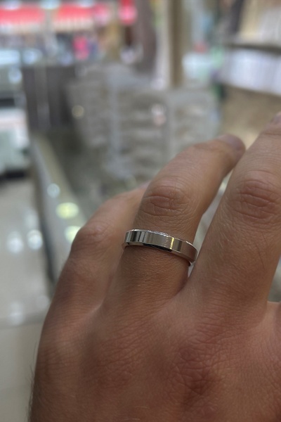 Erer Gümüş Gümüş 5 mm genişlik düz klasik alyans yüzük