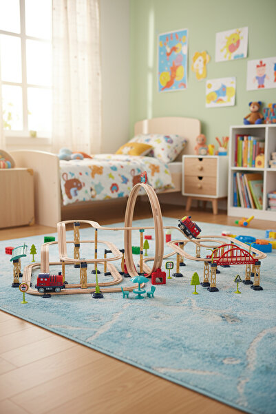 hak-iş oyuncak Track City Tren Seti – 161 Parça – Hareketli Oyuncak Tren, Köprü ve Raylı Oyun Seti, 3+ Yaş