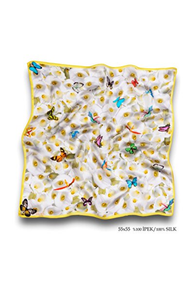 Galiga Calla Kelebek %100 Ipek Fular 55x55cm