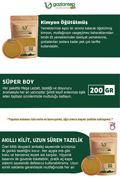 Gaziantep Baharat Kimyon Öğütülmüş 200gr – Doğal Ve Aromatik Baharat, Yöresel Lezzet
