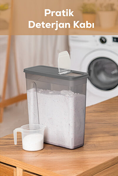 Porsima Org-451-Gr 6lı Sandy Mega Boy Hava Geçirmez Deterjan Saklama Kabı Erzak Saklama Kabı Seti Gri 5,90Lt