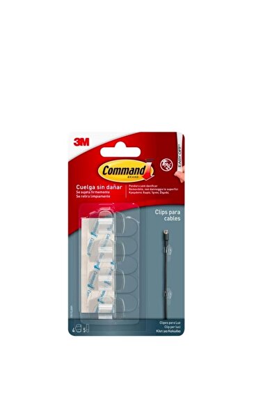 3M Carlig transparent, 4 carlige organizare cabluri + 5 benzi dublu adezive, Command