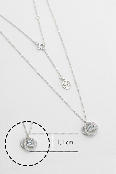 So CHIC... Mozanit Evreni 18 Ayar Beyaz Altın Kaplama 46 Cm Gümüş Kolye