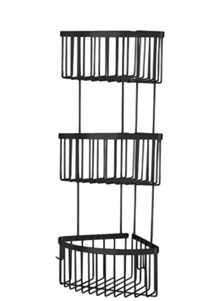 ÇELİK BANYO 3'Lü 19x19 cm Şampuanlık Banyo Rafı Siyah
