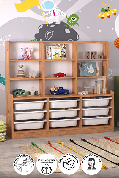 Bofigo 9 Sepetli 9 Raflı Dolap Çok Amaçlı Dolap Oyuncak Dolabı Almina Çam