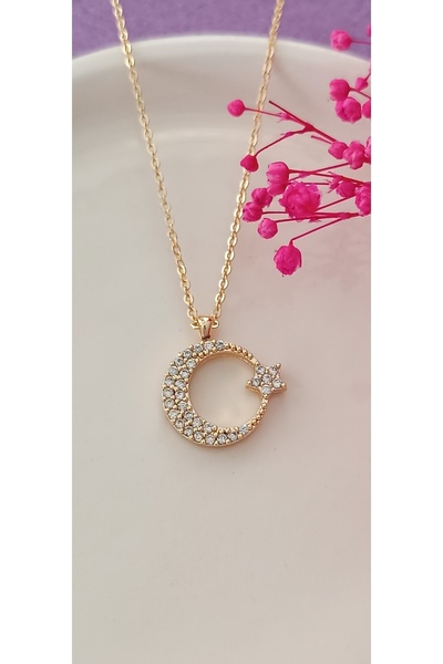 NAS fashion Ay Yıldızlı Zirkon Taşlı Kolye Şıklığın Ve Anlamın Buluştuğu Tasarım