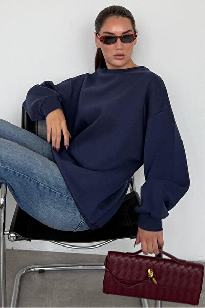 Madmext Синій велосипедний комір Basic Sweatshirt MG1559