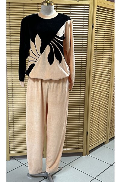 GÖKŞİN MODA Çeyizlik Pamuklu Kadife Somon Eşofman