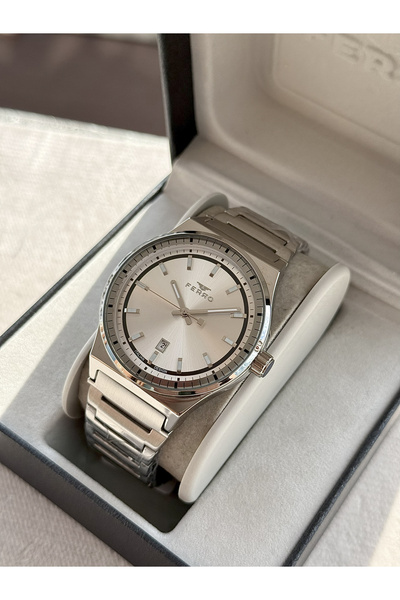 FERRO Gümüş Çelik Kordon Erkek Kol Saati F11592AWT-A 3ATM Su Geçirmez 2 Yıl G...