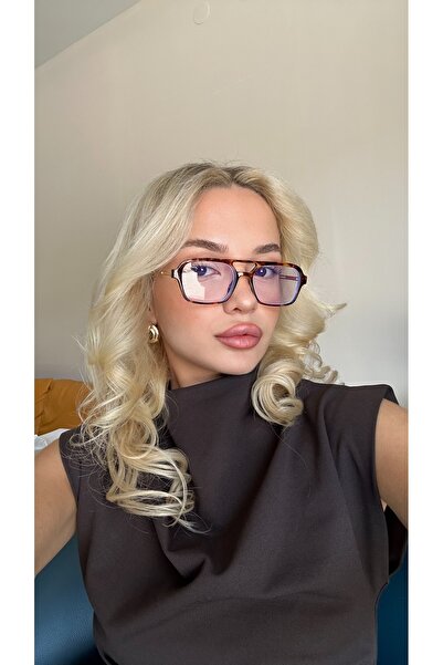 Angel Eyes نظارة نسائية مستطيلة بإطار النمر الأزرق للحماية من الضوء