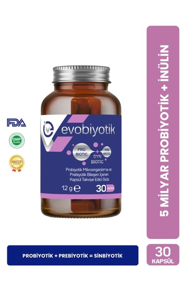 EVOBİYOTİK 30 كبسولة |   البروبيوتيك والبريبايوتيك