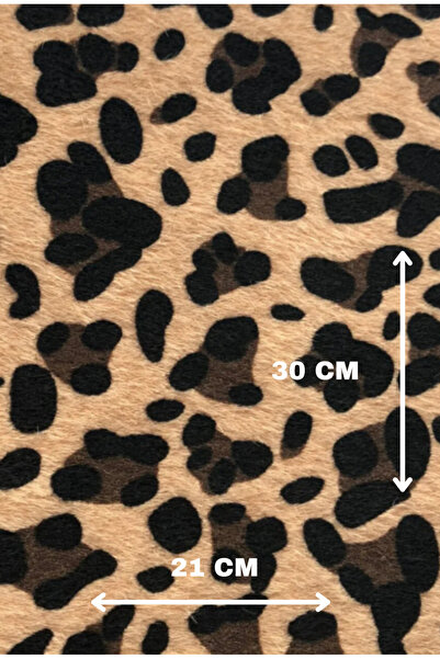 KumaşEvi Kendinden Yapışkanlı Tüylü Leopar Kumaş Ayakkabı Çanta Araç İçi Döşeme Hobi Ürünleri 21 x 30 cm