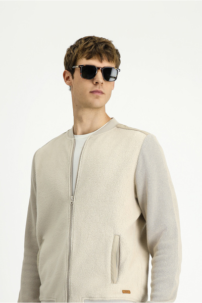 Kiğılı Κανονικό Ft Stand Collar Βαμβακερό ζακέτα με φερμουάρ