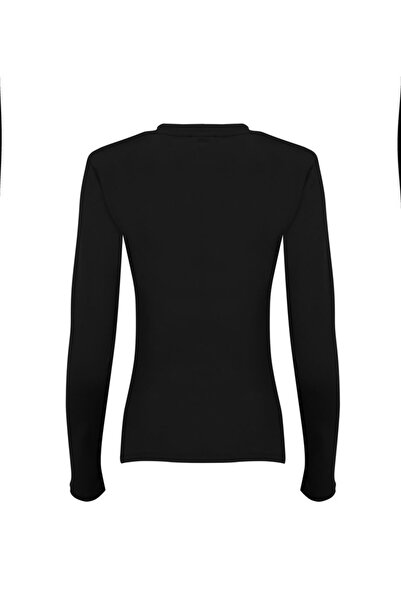 La Sarta Emerson Crew Neck Padded Black Bodysuit