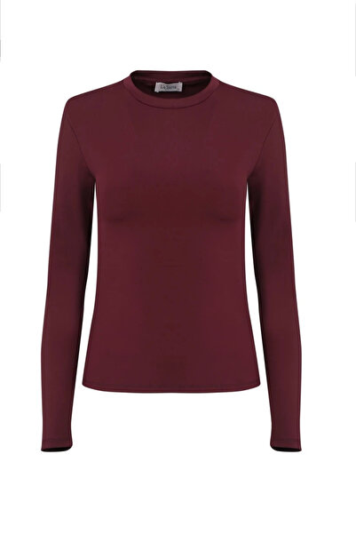 La Sarta Emerson Crew Neck Padded Burgundy Bodysuit