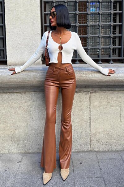 Lijuri İspanyol Paça Deri Pantolon 0088