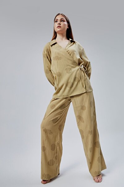 Bolivente Haki Salaş Kesim Geniş Paça Pantolon