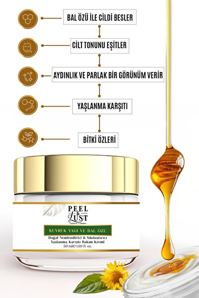 PEEL & LUST Kuyruk Yağı, Bal Özlü Yüz Kremi Doğal Nemlendirici Sıkılaştırıcı ...