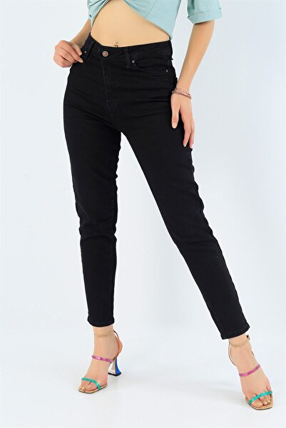 Viola Black Jeans Μαύρο Boyfriend Mom Confort Τζιν παντελόνι με ψηλόμεσο λάστιχο