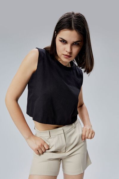 Bolivente Μαύρη κανονική μπλούζα Crop