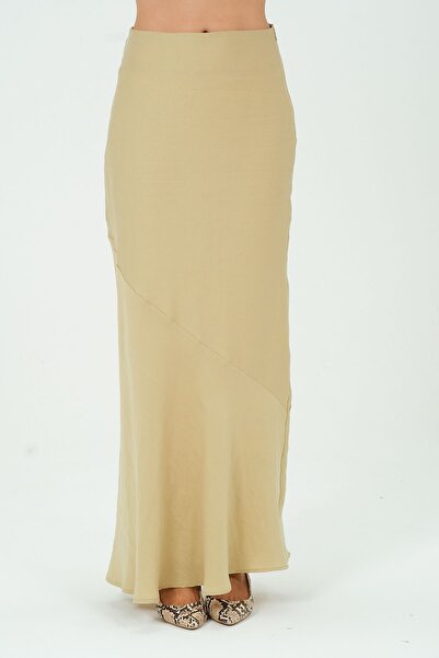 Bolivente Kadın Yüksel Bel Detaylı Midi Etek
