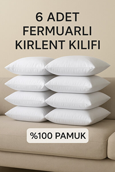 ÇIQRIK HOME 6 Adet Fermuarlı Kırlent Iç Yastık Kılıf Seti Astarı(RENK:BEYAZ)