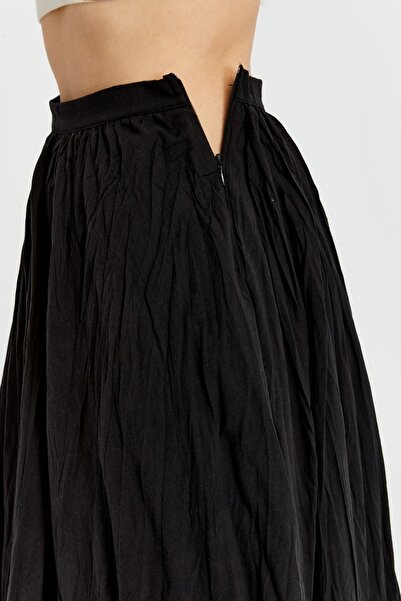 Bolivente Black Crinkle Voile Skirt