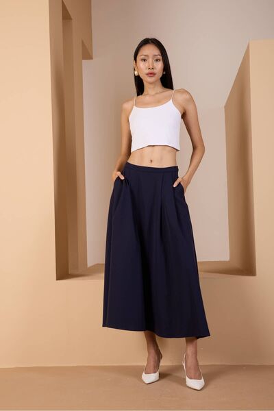 Bolivente Fusta țesătă cu tăietură largi bleumarin