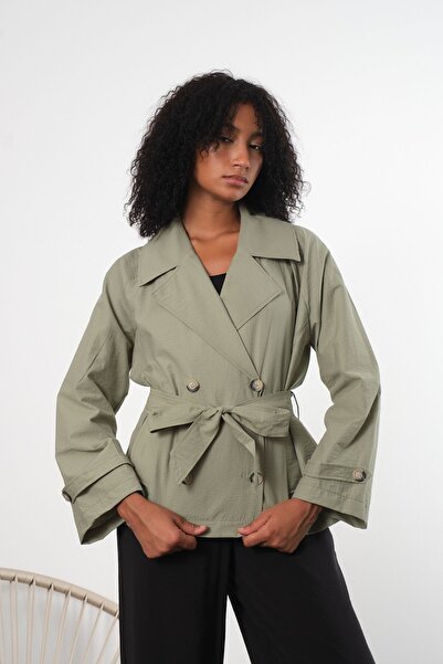 Bolivente Haki Regular Astarsız Mevsimlik Trençkot