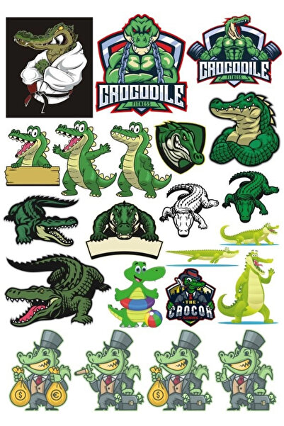 Reysa Tasarım مجموعة ملصقات التمساح 2 20 قطعة للهاتف والكمبيوتر اللوحي والكمب...