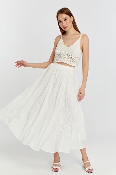 Bolivente Ecru Crinkle Voile Skirt